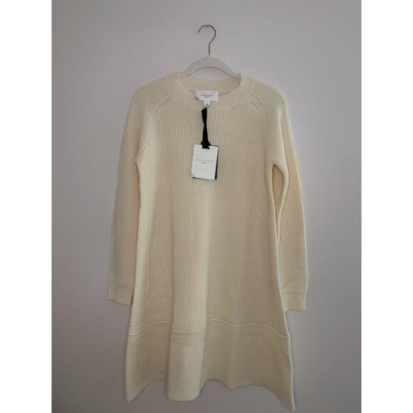 NWT Pomander Place Cream Ribbed Ainsley Knit Effortless Preppy Sweater Dress L - Picture 4 of 10